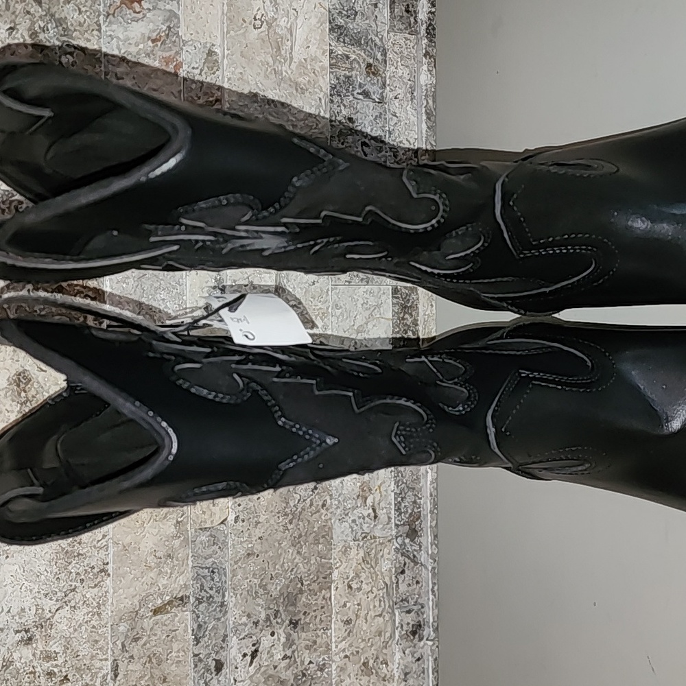 Zara Brand New Black Western Faux Leather Boots - Picture 4 of 11